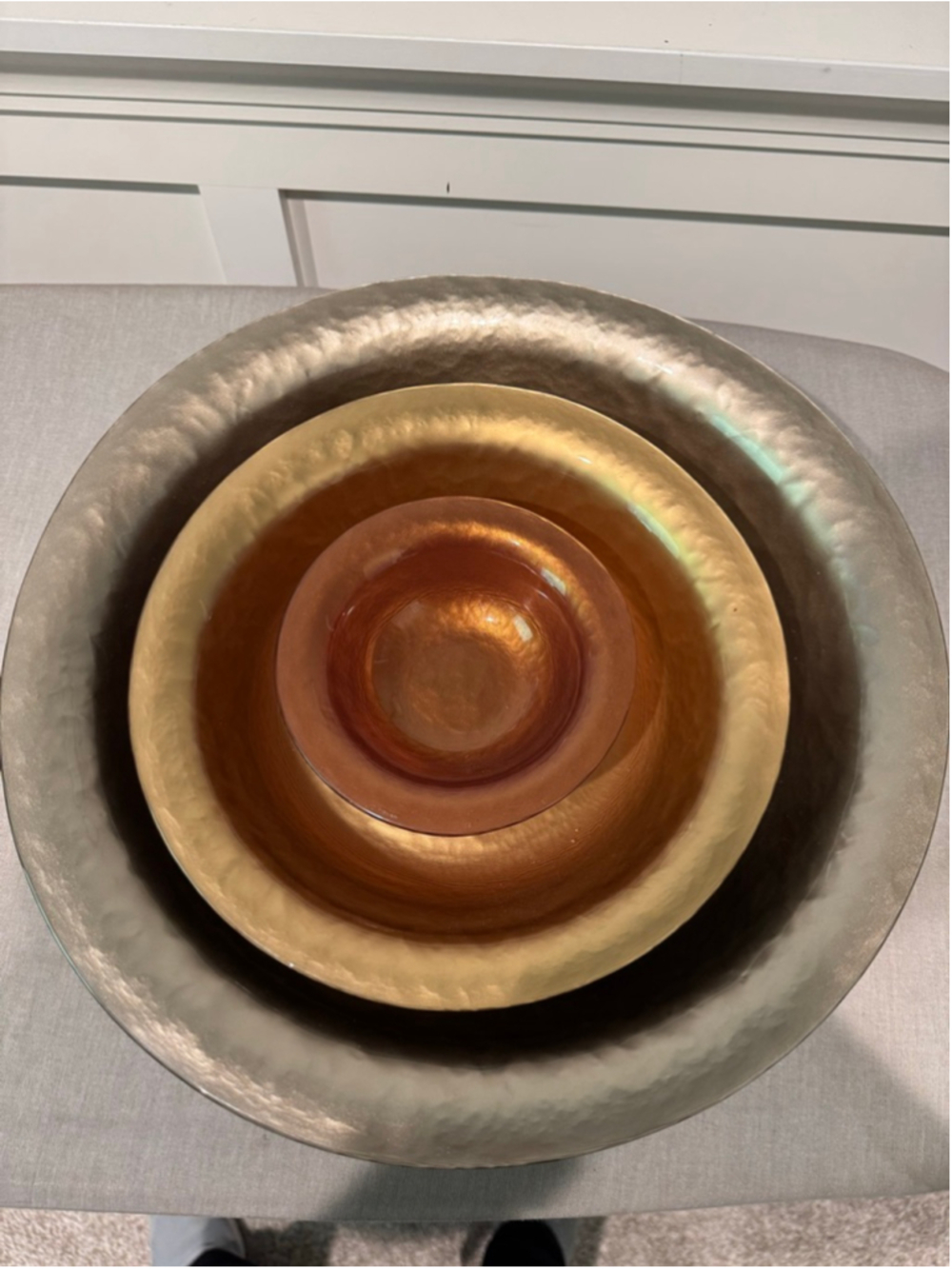 Southern Living at HOME Set of 3 Gold Bronze Serveware Glass Bowls